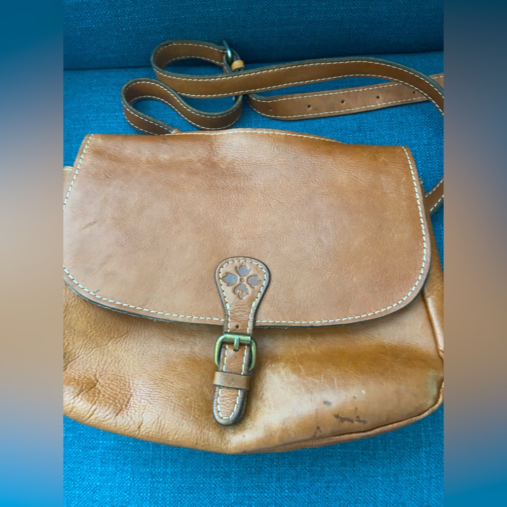 Vintage Patricia Nash Honey Brown Leather Saddle Shoulder/Crossbody Purse Bag - Picture 2 of 16